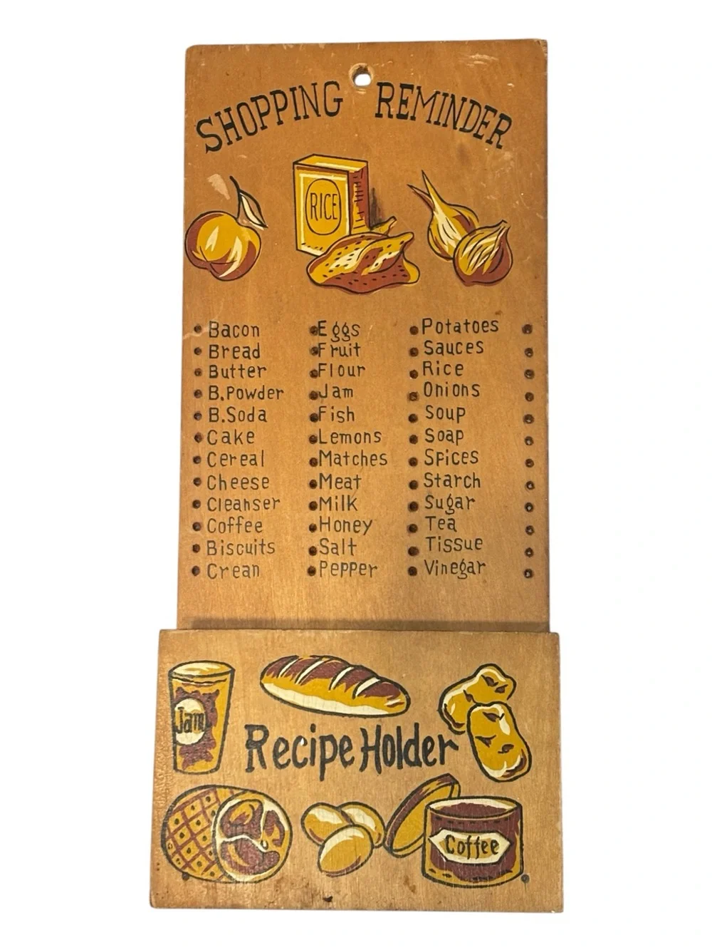Vintage wooden Recipe & Shopping Reminder Wall Plaque - 5 X 12 inches